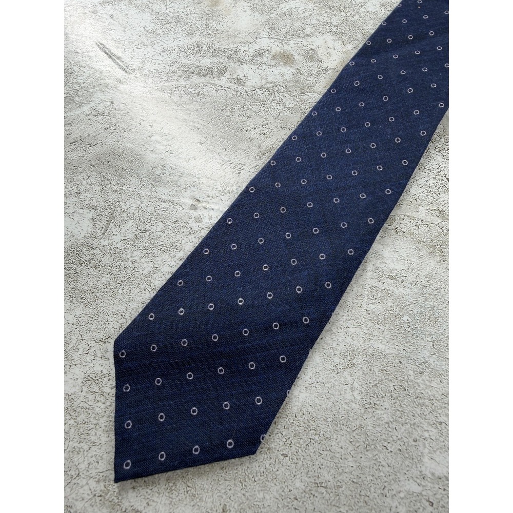 John Varvatos U.S.A. Tie Mens One Size Blue Silk Viscose Polka Dot Designer
